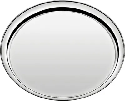 Image de Plateau de service rond en acier inoxydable - idéal pour les boissons et les collations - 1 pièce - Ø 35 cm