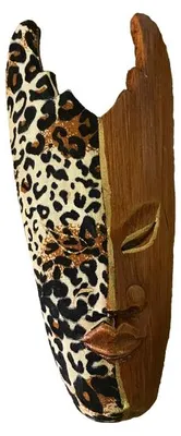 Produktbild von Handgefertigte Holz-Wandmaske mit Leopardenmuster – 20 cm