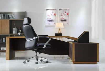 Image de Bureau en bois noir au design moderne