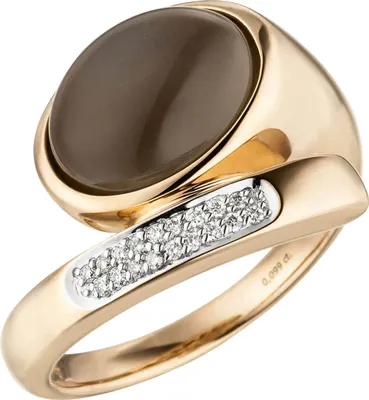 Produktbild von Ring mit Mondstein-Cabochon 18 Diamanten Brillanten, 585 Gold Rotgold Rosegold Innenumfang 58mm  Ø18.5mm