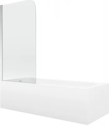 Produktbild von Mexen Vega Rechteckbadewanne 160 x 70 cm mit Verkleidung und 1-flügliger Duschabtrennung 75 cm, Transparent, Chrom - 550116070X9