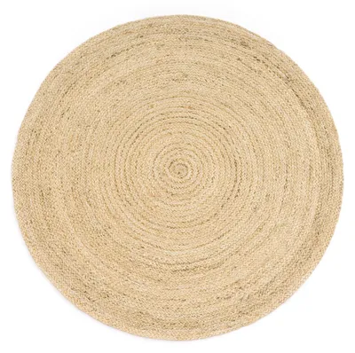 Produktbild von TT Home Wohnzimmer Teppich Jute Rund Modern Boho Ethno Handgefertigter Natur-Teppich Uni Größe 80 cm Rund