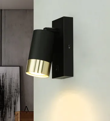 Immagine prodotto di Faretto a parete in alluminio GU10 orientabile in oro nero Lampada a parete