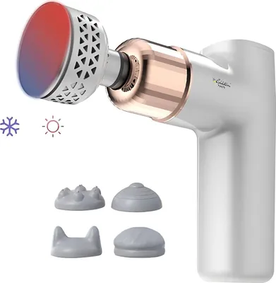Produktbild von Goldstern tech®Compact pro,Massagepistole mit Wärmefunktion und Kälte inkl. 4 Aufsätze, Massagegerät warm und kalt zur Muskelentspannung, Massage gun