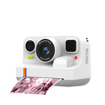 Produktbild von PRIXTON Kinder‑Sofortbildkamera Click&Go mit Drucker, 48 MP, Full‑HD‑Video 1080p, 16x Zoom, 2,4″ Display, Spiele & 4 Papierrollen