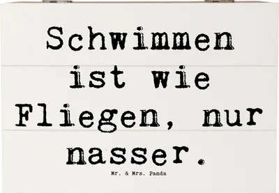 Produktbild von Mr. & Mrs. Panda Box Spruch Schwimmen wie Fliegen 22 x 15 cm - Weiß - Geschenk, Schmetterlingsschwimmen, fotobox, Brustschwimmen, Geschenkbox, Freiheit, Sportart, Kiste