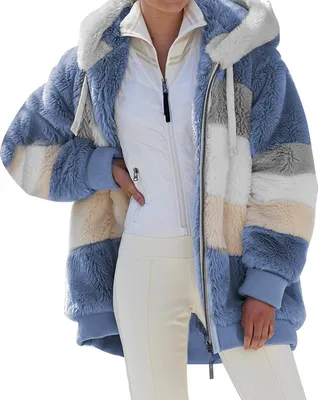 Obrázok produktu pre Dámske pulóvre, plyšové mikiny s kapucňou, jemné fleecové materiály, oversized svetr, mikiny, kolekcia na jeseň a zimu, voľné kabáty na zips s vreckami