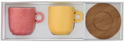 Zdjęcie produktu dla Dwa porcelanowe kubki i podstawki, wzór "Take A Loop Design 2"