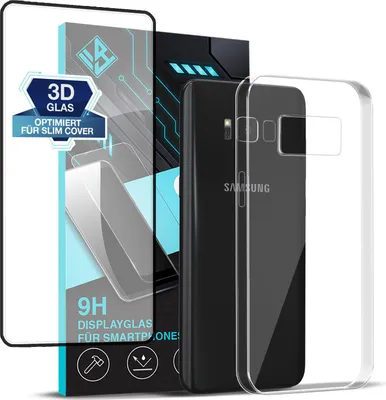 Produktbild von Handyhülle für Samsung Galaxy S8 mit 9H Displayglas Displayschutz Hülle Transparent Flexibel Elastisch Case Cover Backcover Schutzhülle