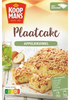 Produktbild von Koopmans Plaatcake Apfelkuchen mit Apfelkruimel, 450 g – Fertigmischung