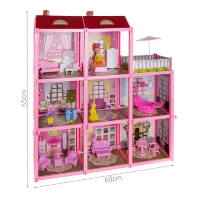 Produktbild von Puppenhaus Puppenvilla mit Puppenfigur: Großes Puppenhaus-Set
