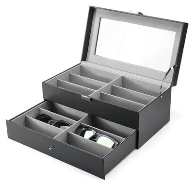 Produktbild von Famanu Sonnenbrillen Aufbewahrungsbox - Brillenkoffer mit 12 Fächern