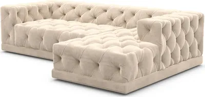 Produktbild von Samtstoff L-Form Sofa Meliva Creme Rechts