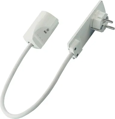 Produktbild von Europart 771929 UNIVERSAL Schuko Stecker Steckermodul extra flach Evoline Plug mit Kabel Anschlusskabel 350 mm Kupplungsdose Weiß auch Naber Evoline