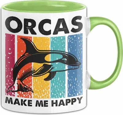 Produktbild von Orcas Tasse Geschenk Wale Wal Liebhaber Geschenkidee Retro Becher (Grün)