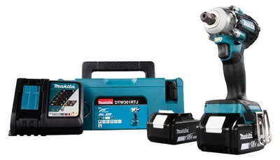Produktbild von Makita DTW 301 RTJ Akku Schlagschrauber 18 V 330 Nm 1/2" Brushless + 2x Akku 5,0 Ah + Ladegerät + Makpac