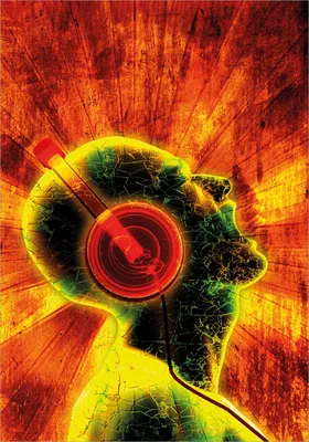 Produktbild von Wallario Poster - Musik mit Kopfhörern, Kunstdruck Größe: 70 x 100 cm