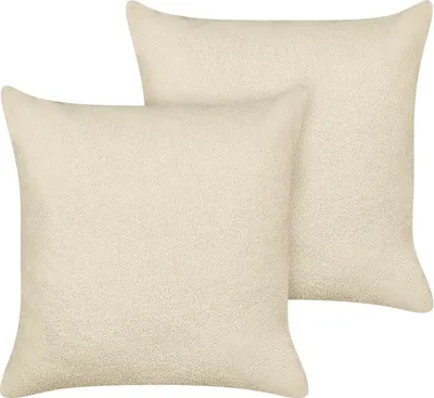 Zdjęcie produktu dla BELIANI 2 poduszki beżowe boucle 60 x 60 cm zdejmowana poszewka nowoczesne do salonu sypialni