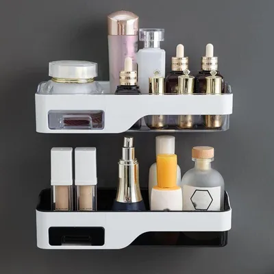 Produktbild von Duschablage, 2-teiliges Aufbewahrungskorb-Set, Hängender Duschkorb, Wandmontierte Organizer-Körbe für Bad/Küche, Abnehmbar und leicht zu reinigen, Wandregale ohne Bohrlöcher