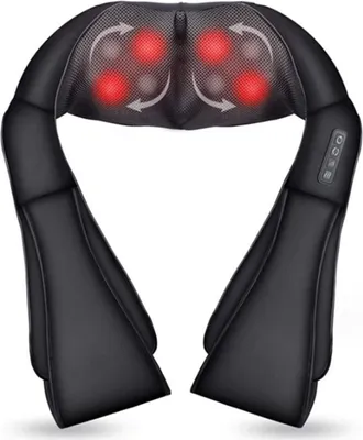 Produktbild von Shiatsu Nackenmassagegerät mit Wärme - 3D-Kneifmassage für Nacken, Rücken & Schultern, 3 Intensitätsstufen, Infrarot-Heizung, Vibrationsfunktion, tragbare Tiefenentspannung