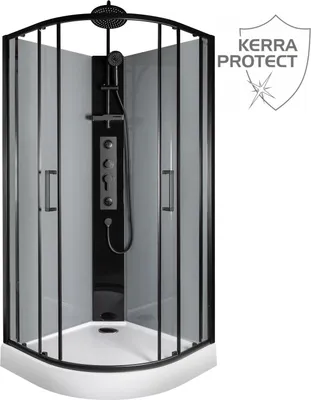 Immagine prodotto di Kerra | Cabina doccia Wega - 90X90 Cm - Nero - Idromassaggio - Facile installazione - Design moderno