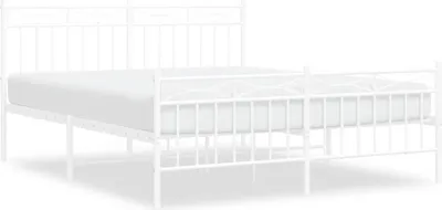 Productafbeelding van vidaXL Bedframe met hoofdeinde en voeteneinde, metaal, wit, 150x200 cm