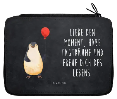 Produktbild von Mr. & Mrs. Panda Federmäppchen Pinguin Luftballon - Kreidetafel - Geschenk, Federmappe, Motivation, Federtasche, Stifteetui, Mäppchen, Bleistiftetui, Liebe, Neustart