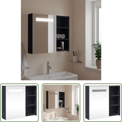 Produktbild von The Living Store Spiegelschrank mit LED-Beleuchtung Grau 60x13x52 cm