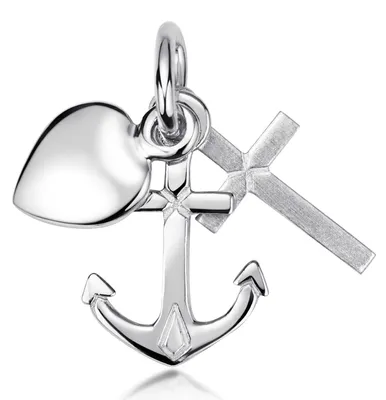 Produktbild von MATERIA Glaube Liebe Hoffnung Kettenanhänger - 925 Silber Anhänger mit Herz Anker Kreuz rhodiniert mit Geschenkbox KA-13