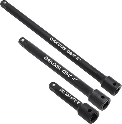 Productafbeelding van 3-delige 1/4" Steeksleutel Verlengset - Verlengstukset voor Handgereedschap, CR-V, Zwart
