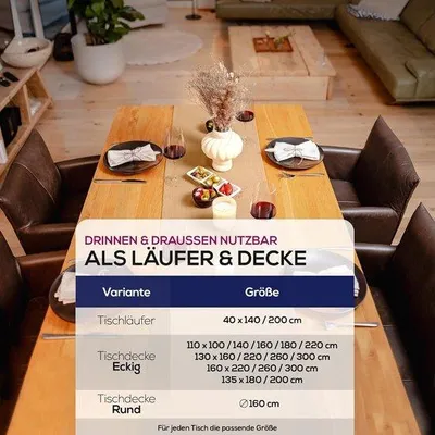 Produktbild von Tafeldecke aus Baumwoll-Look - Wasserabweisend und glatt - 220 x 110 cm - Honigbraun