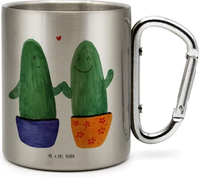 Produktbild von Mr. & Mrs. Panda Thermobecher Kaktus Liebe - Transparent - Geschenk, Trennung, Edelstahl, Teetasse, Becher Aus, Edelstahlbecher, Verlobung, Isolierbecher, Hochzeit, Love