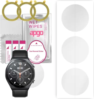 Produktbild von apgo 3 Stück Schutzfolie, klar, kompatibel mit Xiaomi Watch S1 Smartwatch, Hydrogel Displayschutzfolie mit Positionierhilfe, Displayfolie, robust und kratzfest