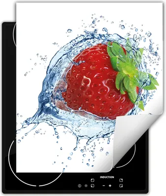 Produktbild von DarHaus Herdabdeckplatte 45x52 cm Anti Rutsch Matte Aufrollbar, Erdbeere