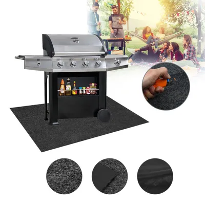 Image de Yakimz Tapis de gril Tapis de sol Tapis de gril extérieur BBQ Tapis résistant au feu 90x120 cm