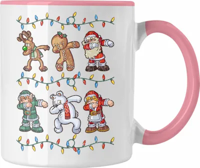 Produktbild von Trendation - Weihnachten Tasse Weihnachtsmann für Kinder Weihnachtstasse Lustig Geschenk Becher Jungs Jungen Mädchen Cute Rentier Lebuchenmann Weihnachtsmann Eisbär (Rosa)