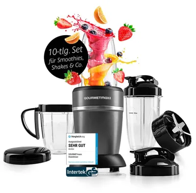Produktbild von GOURMETmaxx Nutrition Mixer Pro 1.000 mit Zubehörset L - Shakes, Smoothies & Co.