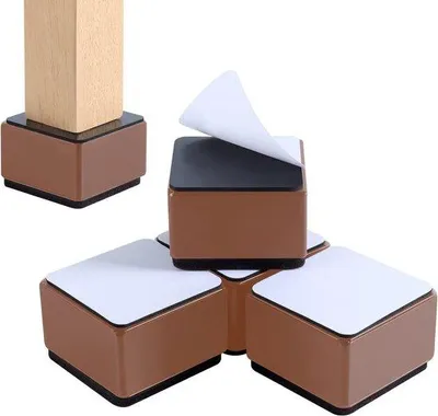 Obrázok produktu pre Podložka pod nábytok z masívnej ocele, výška 5 cm, nosnosť 4500 kg, sada 4 ks, na stôl, stoličku a lavicu.