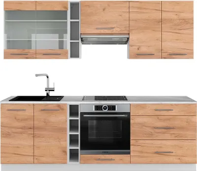 Immagine prodotto di Cucina componibile Vicco Fame-Line Rovere dorato/bianco 235 cm , PL Marmo, Model 42159