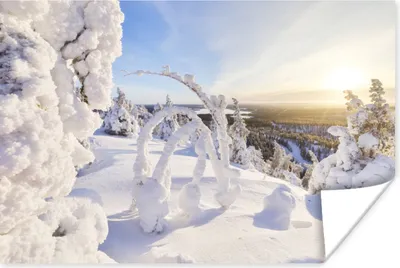 Produktbild von MuchoWow® Poster Ein komplett eingeschneites Gebiet in Lappland 120x80 cm - Bilder