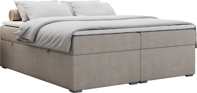 Produktbild von Boxspringbett ohne Kopfteil mit Bettkasten, niedriges Kopfteil, Polsterbett ohne Kopfteil - BESS - 160x200 - Beige - H3
