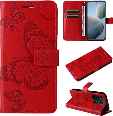 Produktbild von Mobigear Butterfly  Xiaomi 14T Hülle Klapphülle Geldbörse - Rot