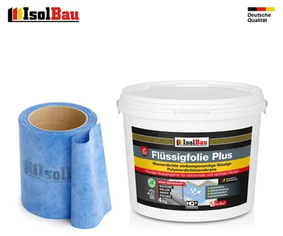 Dichtset Flüssigfolie PLUS 4 kg + 5 m Dichtband Abdichtung Balkon Bad Dusche