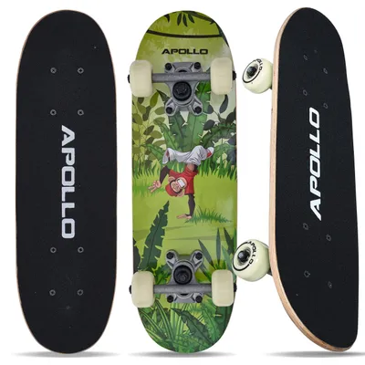 Produktbild von Apollo Kinder Skateboard, | kleines Komplett Board mit ABEC 3 Kugellagern und Aluminium Achsen | Coole Designs für Kinder | Cruiser Boards für Mädchen und Jungs | Kinder Skateboard ab 3 Jahre - "Monkey Man" 51cm