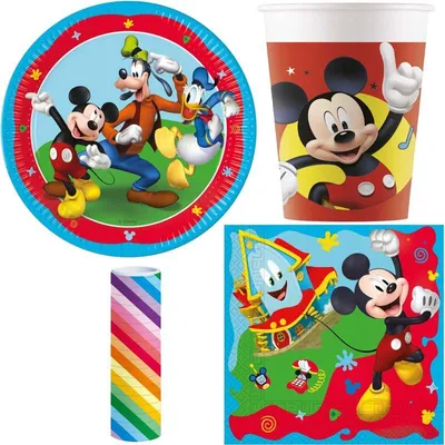 Produktbild von 37 tlg. Partyset Micky Maus zum Kindergeburtstag Mickey Mouse und Minnie Maus für 8 Kinder