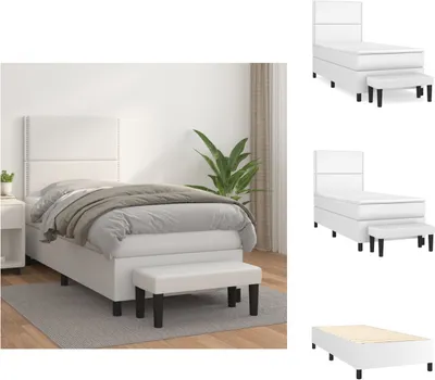 Immagine prodotto di vidaXL Letto a molle con materasso bianco 100x200 cm in Pelle finta - Letti & strutture letto