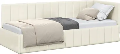 Produktbild von vidaXL Eckbettgestell mit Kopfteil Creme 80 cm x 200 cm Samt