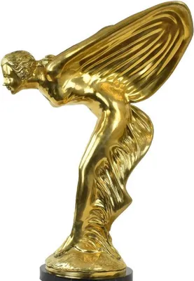 Produktbild von Casa Padrino Luxus Bronze Skulptur Spirit of Ecstasy Frau mit Flügeln Gold / Schwarz 53 x 71 x H. 114 cm - Edle Bronzefigur mit Marmorsockel - Luxus Deko Accessoires