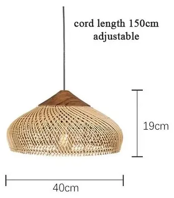 Image de Suspension, design en rotin tressé, style moderne, 40x19 cm, sans ampoule