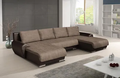 Produktbild von Wohnlandschaft Otis - Big Sofa, Eckcouch, Ecksofa, Couch mit Schlaffunktion und Bettkasten, U-Sofa, U-Form (Braun + Beige (Madryt 128 + Berlin 03))